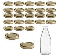 mikken 25 tapas TO43 4,5 cm para botellas de cristal Twist-Off Tapa de rosca para botellas de leche y zumo, color dorado