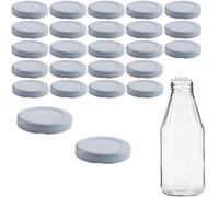 mikken 25 tapas TO43 4,5 cm para botellas de cristal Twist-Off Tapa de rosca para botellas de leche y zumo, color blanco