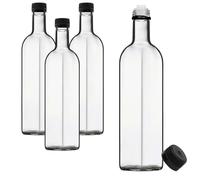 mikken 4 botellas de aceite de 500 ml con vertedor de cristal, incluye etiquetas para etiquetar