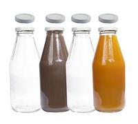 mikken 4 botellas de cristal de 500 ml con tapa blanca + 4 tapas de repuesto y 4 etiquetas