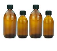 mikken 4 botellas de cristal marrón 2 x 250 ml + 2 x 500 ml con tapón de rosca.