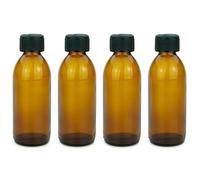 mikken 4 botellas de cristal marrón de 200 ml con tapón de rosca.