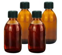 mikken 4 botellas de cristal marrón de 250 ml con tapón de rosca.