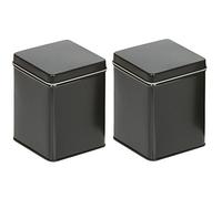 mikken # 42113# 2 latas de té (para 100 g dosificadores, tarros Incluye 2 Etiquetas para rotular, Metal, Negro, 7.6 x 7.6 x 10 cm