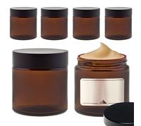 mikken 6 Barras marrón de 120 ml, crisol para ungüentos, Crema, tarros de Especias de Cristal, Incluye Etiquetas Caja, 6.1 x 6.1 x 6.3 cm, 6