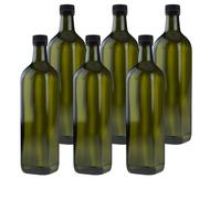 mikken 6 botellas de aceite de 750 ml con vertedor verde/marrón, dispensador de aceite, botella de cristal con dosificador y etiquetas