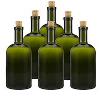 mikken 6 botellas de cristal verde y marrón de 500 ml con corcho.