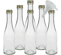 mikken 6 botellas pequeñas de cristal de 200 ml para rellenar + 1 embudo