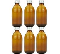 mikken - 6 frascos de farmacia de 250 ml botellas de cristal marrón con tapón de rosca + etiquetas de rotulación.