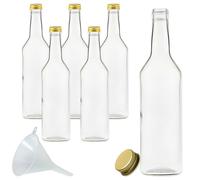 mikken 6 Frascos de Vidrio Botes de Cristal de 500 ml para Rellenar + 1 Embudo
