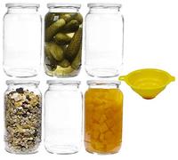 mikken 6 tarros de 1 litro con tapón de rosca blanco, incluye embudo.