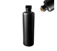 mikken Botella de 500 ml de cerámica para rellenar, botella de aceite negra con vertedor, corcho, etiqueta, fabricado en Alemania