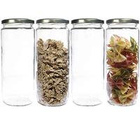 mikken - Juego de 4 tarros de cristal (1,1 L, con cierre de rosca, incluye etiquetas de rotulación)
