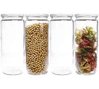 mikken - Juego de 4 tarros de cristal (1,1 L, con cierre de rosca, incluye etiquetas de rotulación)