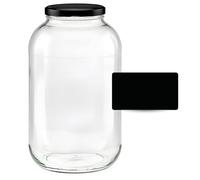 mikken Tarro de cristal XXL de 4250 ml con tapa, color negro, incluye etiqueta para etiquetas