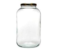 mikken XXL de 4250 ml con Tapa de Rosca, Tarro de Cristal, Incluye Etiquetas Caja de Almacenamiento, Dorado, 15.9 x 15.9 x 27.7 cm