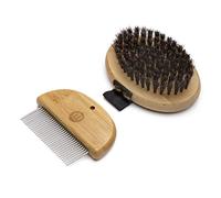 Mikki Kit de Acicalamiento para Gatitos y Cachorros Hecho de Bambú Contiene un Cepillo de Mano y un Peine para un Cepillado Suave, para Perros y Gatos, Fabricado con Bambú Sostenible, Suave 130 g