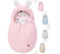 Mikos GOTS Zert - Manta para bebé, 100% algodón, saco de punto con cremallera para bebé, con relleno, universal, para cochecitos, primavera Maxi Cosi, correa de 3 puntos (50) (rosa)