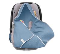 Mikos Manta de tela gofrada para el verano, 100% algodón, manta para asiento de coche, manta para cochecito de bebé, para cochecitos de bebé, por ejemplo, Maxi Cosi rosa y beige, correa de 3 puntos