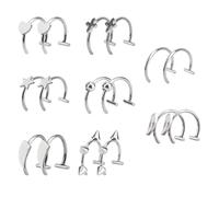 Mikovivi 16uds Juego de Piercings para Labio, Acero Inoxidable Sin Perforar con Dientes Vampiro Ajustables con Cierre de Clip para Mujeres y Hombres (Plata)