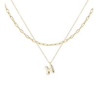 Mikovivi 2 Collares con Letras de Burbuja Personalizables, Collar con Inicial de Burbuja Multicapa para Mujer Delicado Collar Tipo Gargantilla con Alfabeto Dorado para Mujer Joyería de Moda Regalos