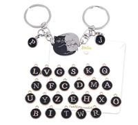 Mikovivi 2 Llaveros de Gato a Juego para Parejas y Mejores Amigos, Doble Cara Amantes Gatos con 26 Dijes Alfabeto Llaveros Parejas Aniversario Boda San Valentín Regalos (Color 2)