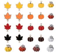 Mikovivi 24uds Adornos Otoño, Colgantes Hojas Arce Colgantes Calabaza Adornos Hacer Aretes Manualidades Pulseras Collares Decoraciones de Acción de Gracias para Aretes Pulseras Collares