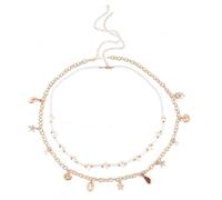 Mikovivi 2uds Cadenas La Cintura para Mujer, Cadena Corporal Perlas con Forma de Estrella Mar y Concha Marina Accesorios Joyería Verano Bikini para Mujer