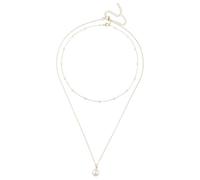 Mikovivi 2uds Collar Perlas Mujer Oro, Delicado Collar de Perlas Delicado Blanco Apilable Simple Collar Perlas y Oro Gargantilla de Perlas Blancas Regalos de Joyería para Mujeres y Niñas