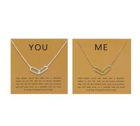 Mikovivi 2uds Collares de Amistad, Colgante Geométrico de Clip Entrelazado con Tarjeta Regalo Collar Elegante a Juego para Mejores Amigas Hermanas Parejas (Plata & Oro)