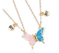 Mikovivi 2uds Collares de la Amistad para 2, Collares Encanto Magnéticos Parejas Siempre Mejores Amigos Regalos para Mujeres Hombres Aniversarios y Cumpleaños (Mariposa)