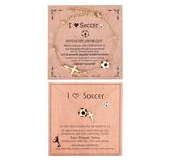 Mikovivi 2uds Conjunto de Joyas Temática Deportiva, Collar y Pulsera Cruz Oro con Tarjetas para Cumpleaños Navidad San Valentín Pascua Bautismo Graduación Regalo(Fútbol)