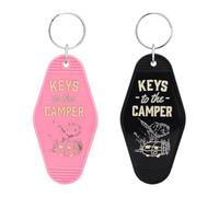 Mikovivi 2uds Llaveros Camping, Llavero Negro y Rosa Autocaravana Accesorios para Caravanas Regalos de Vacaciones para Hombres y Mujeres