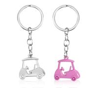 Mikovivi 2uds Llaveros Carrito de Golf, Aleación Zinc Llavero de Golf Brillante Charm Keyring Elegante Accesorios Bolsa Temática Deportiva para Hombres Mujeres (Rosa, Plateado)