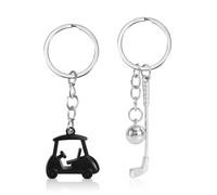 Mikovivi 2uds Llaveros de Golf, Aleación de Zinc Carrito Golf & Palo Llavero Brillante Elegante Charm Keyring Accesorios Bolsa Temática Deportiva para Hombres Mujeres (Negro)