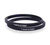 Mikovivi 2uds Pulsera Cristiana, Dios es lo Primero Versículos Bíblicos Accesorio Cristiano Inspirador para Mujeres y Hombres Regalo Religioso (Negro y Negro)