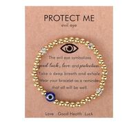 Mikovivi 2uds Pulsera de Ojo Malvado para Mujer, Moderna Pulsera de Cuentas con Dijes Ojo Malvado Joyería Buena Suerte para Amigas Mamás y Hermanas (Dorado)