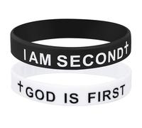 Mikovivi 2uds Pulsera Dios Es Primero Yo Soy Segundo, Silicona Pulseras Cristianas con Versos Bíblicos Inspiradores Pulsera de Fe Religiosa para Hombre y Mujer