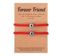 Mikovivi 2uds Pulseras de Mal de Ojo para Mujer, Buena Suerte Amor Protección Pulsera Cuentas Joyería con Tarjeta para Mamá Hermana Cumpleaños Navidad Regalos Inspiradores(Rojo)