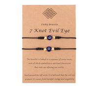 Mikovivi 2uds Pulseras de Mal de Ojo para Mujer, Buena Suerte Amor Protección Pulsera Cuentas Joyería con Tarjeta para Mamá Hermana Cumpleaños Navidad Regalos Inspiradores(Negro)