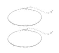 Mikovivi 2uds Pulseras de Tobillo Mujer Plata, Delicadas Capas Tobillera de Plata Bañadas en Plata de Cobre para Playa de Verano Cadenas para Pies Joyas para Mujer