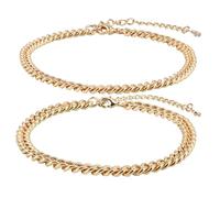 Mikovivi 2uds Tobilleras de Oro para Mujer, Exquisitas Pulseras de Tobillo Eslabones Cubanos Gruesos Apilables Accesorios Minimalistas los Pies Regalos Joyería Moda para Mujer
