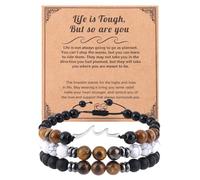 Mikovivi 3 Piezas Pulseras Pronta Recuperación, Regalos Ánimo Inspiradores Buena Suerte Joyería Cuentas Ojo de Tigre para Hombres Padre Esposo Tío