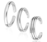 Mikovivi 3uds Anillos Abiertos Plata Ley para Los Dedos del Pie, 3 Estilos Ajustables Resistentes al Deslustre Verano Playa Regalo para Mujer Accesorios Bohemios Chic el Pie