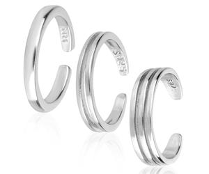 Mikovivi 3uds Anillos Abiertos Plata Ley para Los Dedos del Pie, 3 Estilos Ajustables Resistentes al Deslustre Verano Playa Regalo para Mujer Accesorios Bohemios Chic el Pie