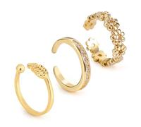 Mikovivi 3uds Anillos para Dedos del Pie, 3 Estilos Anillos Dorados con Punta Abierta Exquisito Juego Joyas para el Pie Ajustables Mujer Perfectos Decoraciones y Regalos Playa Verano