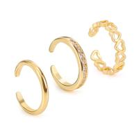 Mikovivi 3uds Anillos para Dedos del Pie, 3 Estilos de Anillos para los Dedos del Pie de Oro Ajustables Joyería Exquisita Perfectos Adornar los Pies en la Playa Verano