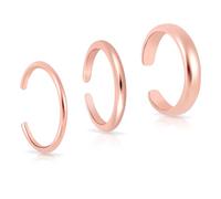 Mikovivi 3uds Anillos para Dedos del Pie, Finos Anillos los Dedos del Pie con Banda Abierta Elegantes Ideales Playa y Verano para Mujer (Oro Rosa)