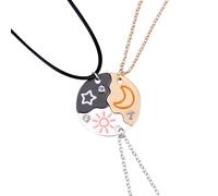 Mikovivi 3uds Collares de la Amistad para 3, Collar con Colgante de Sol Luna y Estrella a Juego Mejor Amigo Siempre Regalos Joyería para Mujeres Hombres Aniversario Cumpleaños