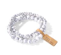 Mikovivi 3uds Conjunto de Pulseras Blancas con Cuentas, Pulseras de Piedras Naturales 4mm 6mm 8mm Joyería Espiritual para Mujeres Hombres Regalos Originales